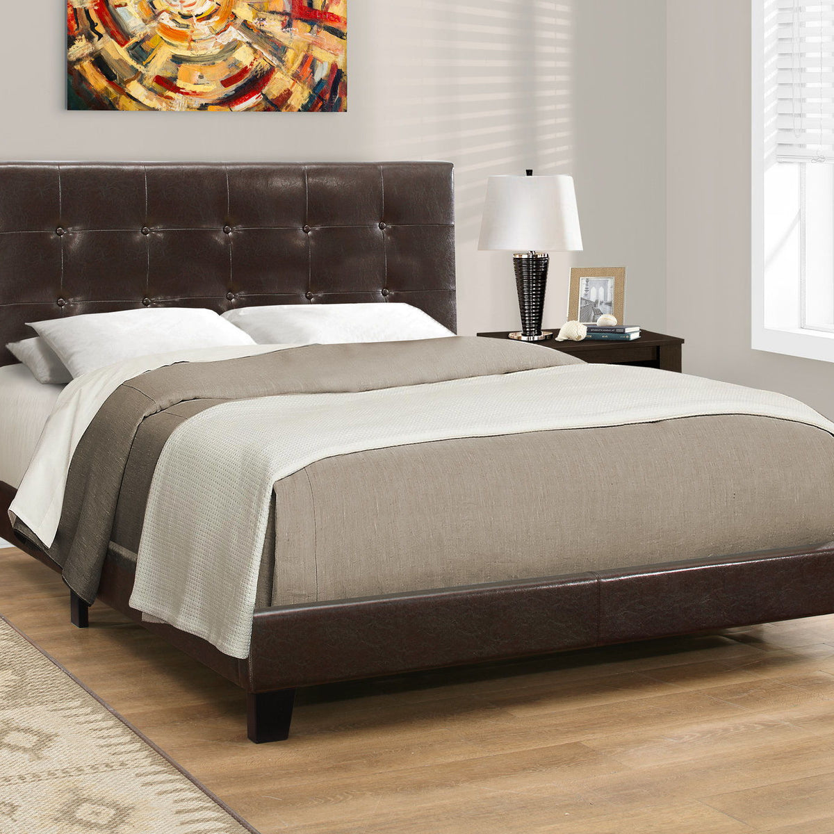 Bed, Upholstered, Frame Only, Transitional