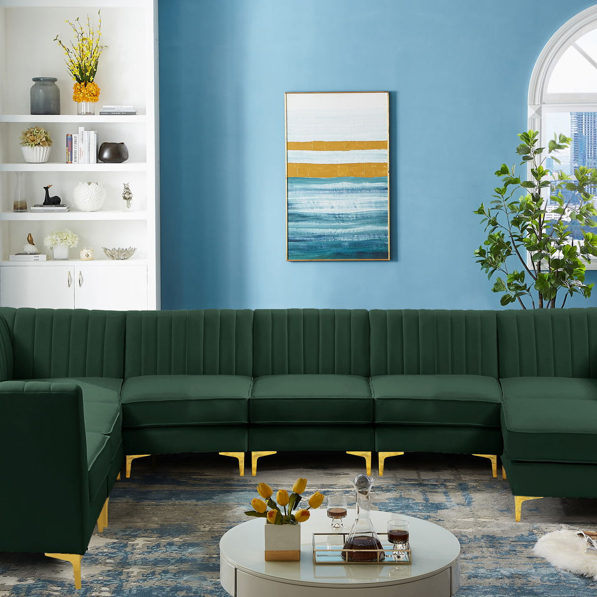 Alina - 8 Piece Velvet Modular Sectional