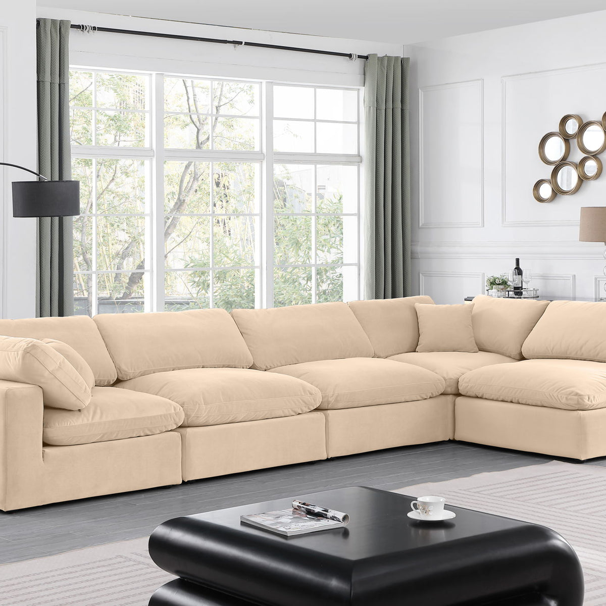 Comfy - 5 Piece Velvet Modular Sectional
