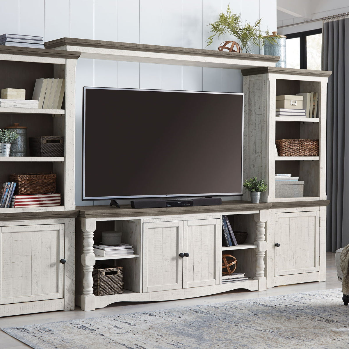Havalance - 4 Pc. - Entertainment Center - 67" TV Stand - Brown / Beige