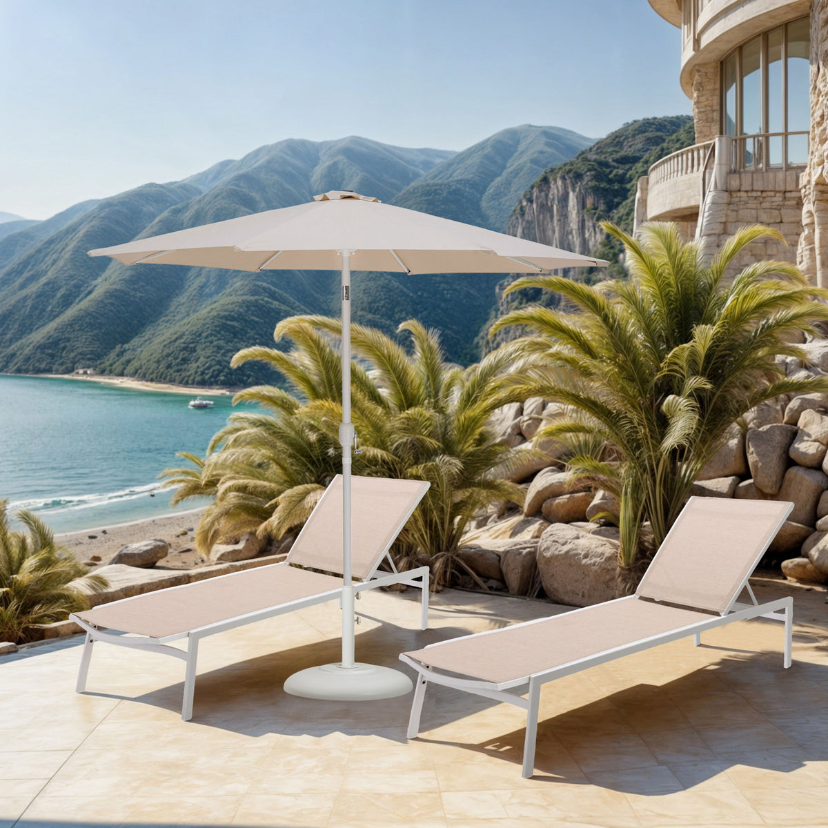 Fiji - Aluminum Patio Umbrella With Round White Base