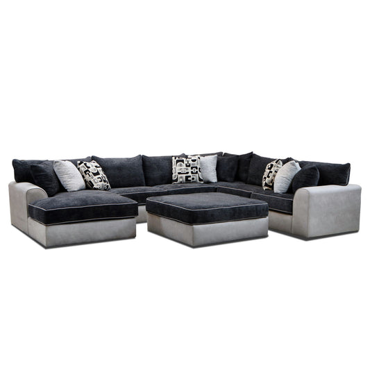 Klein - LHF Armless Return Sofa With 3 Pillows - Bentley Ash / Zaftig Ebony
