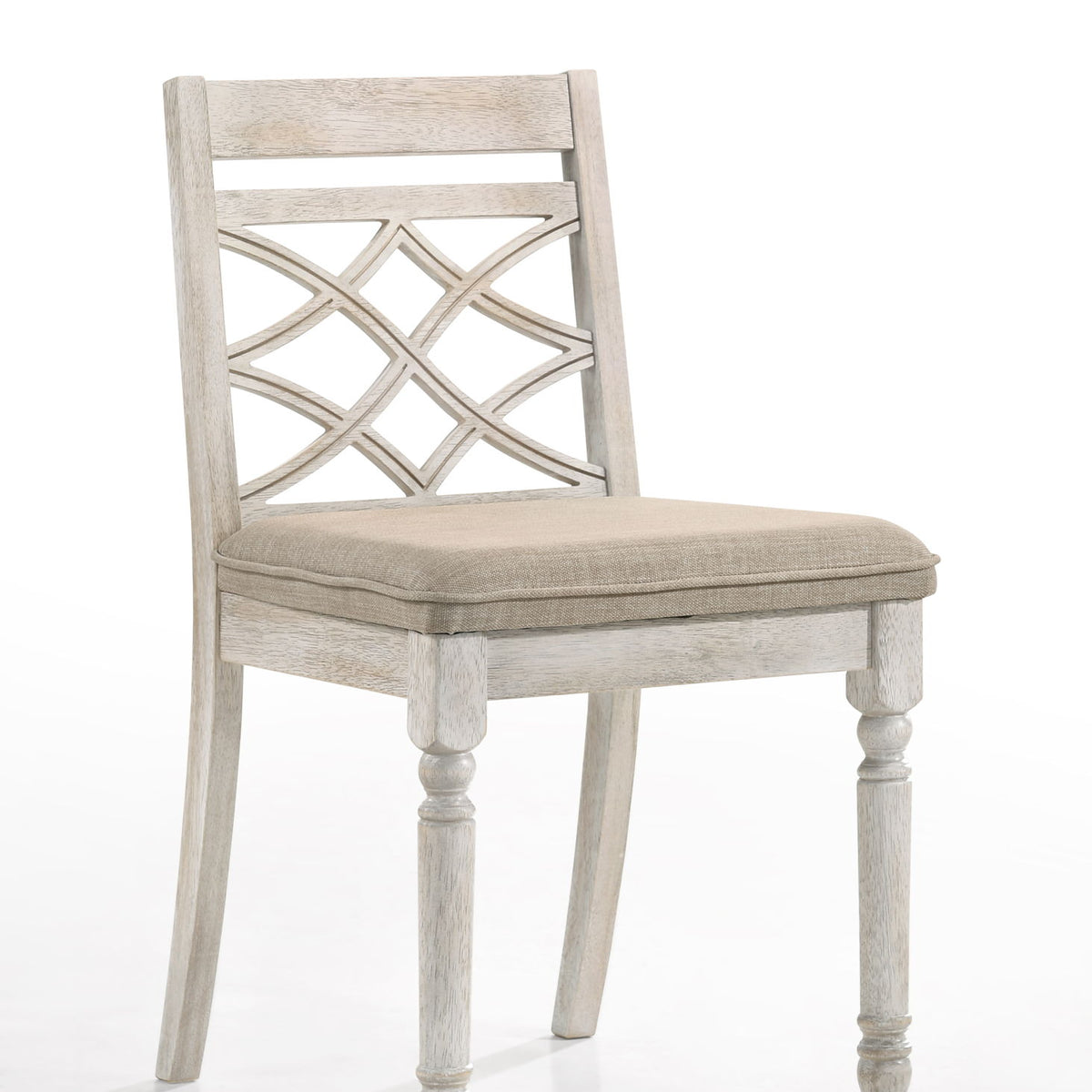 Havanna - Wide Contemporary Fabric Chair With Cushion (Set of 2) - Off White