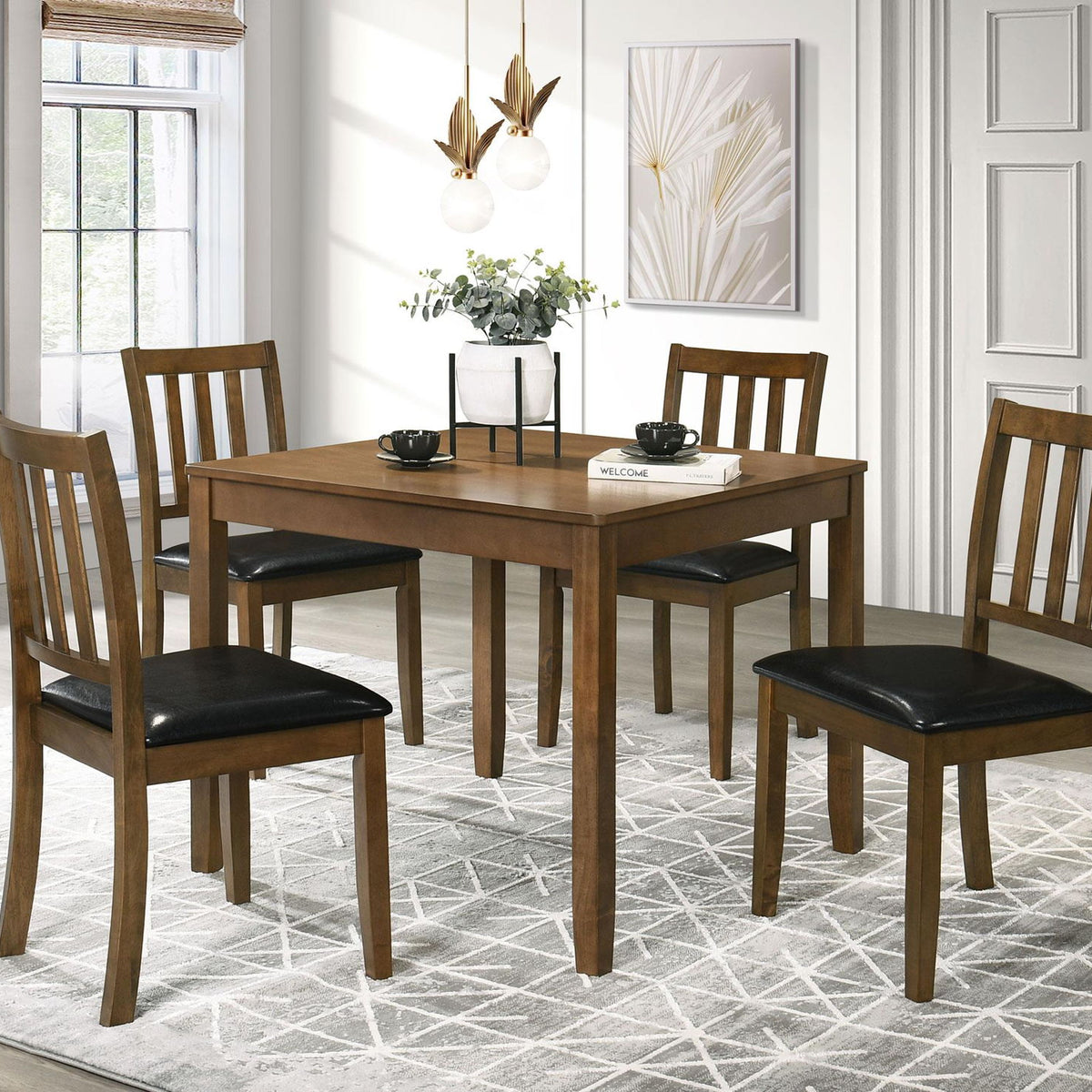 Parkwood 5-piece Square Dining Table Set Honey Brown