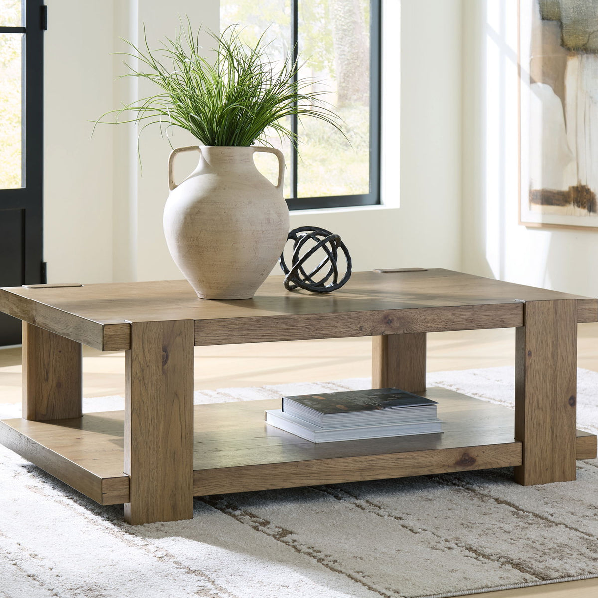 Flangren - Rectangular Cocktail Table - Light Brown