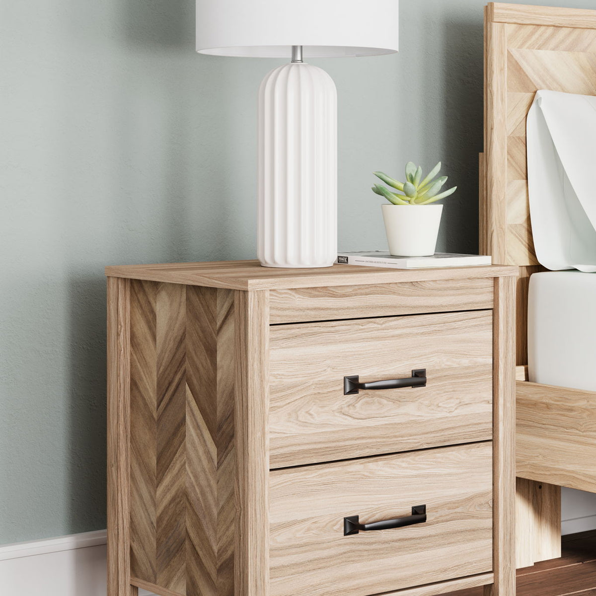 Battelle - Two Drawer Night Stand - Tan