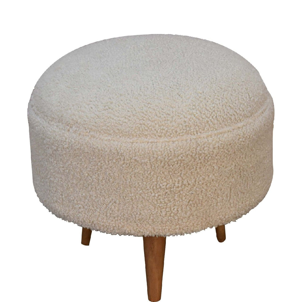 Boucle Rounded Footstool - Oak