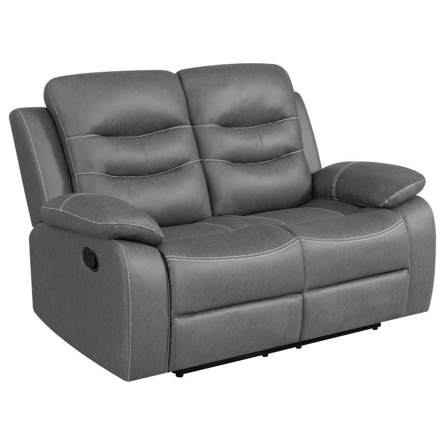 Nova - Upholstered Padded Arm Reclining Loveseat - Dark Gray