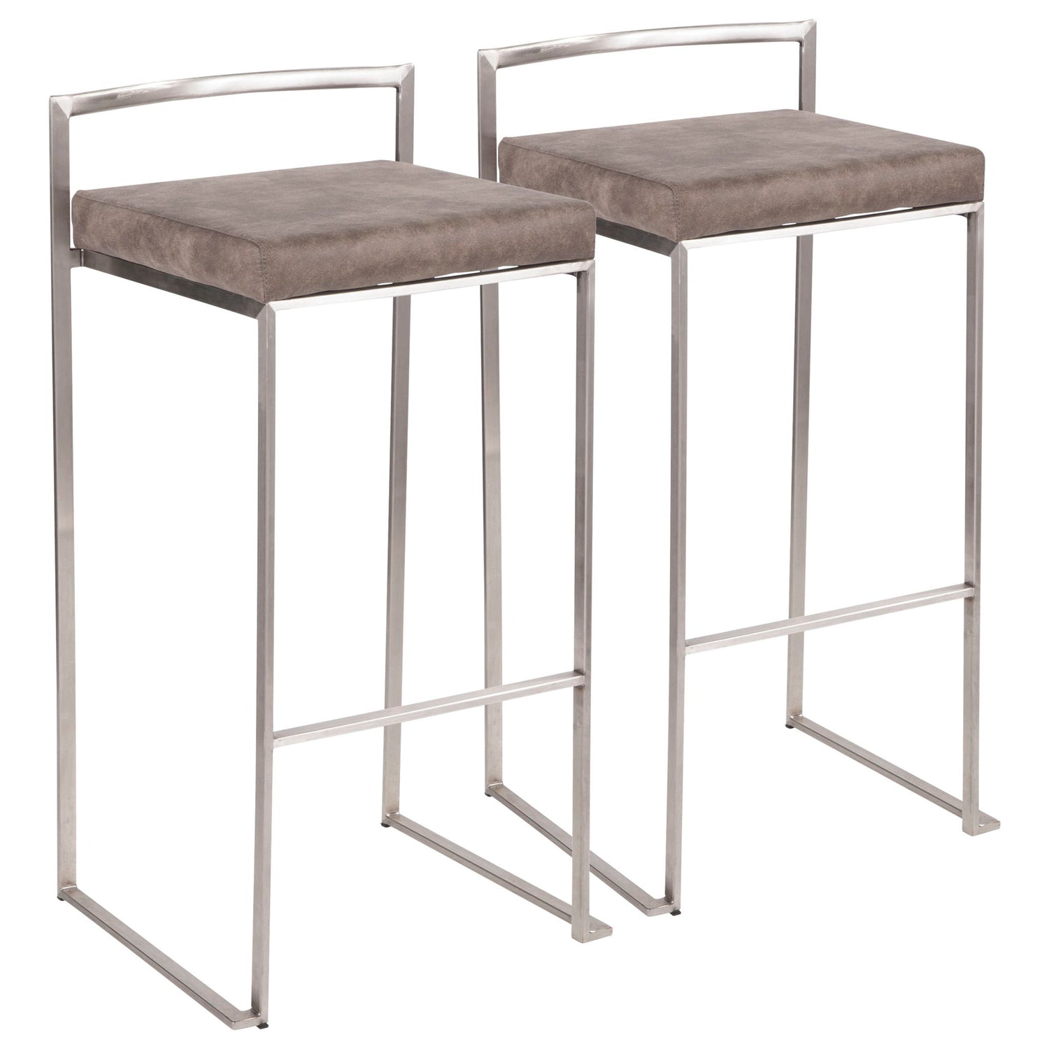 Fuji - Contemporary Stackable Counter Stool (Set of 2) - Stone