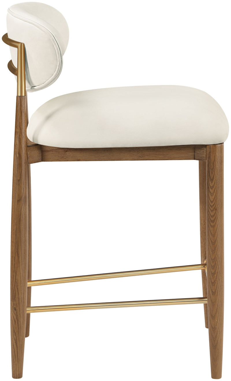 Riccio - Stool - Walnut And Gold Frame
