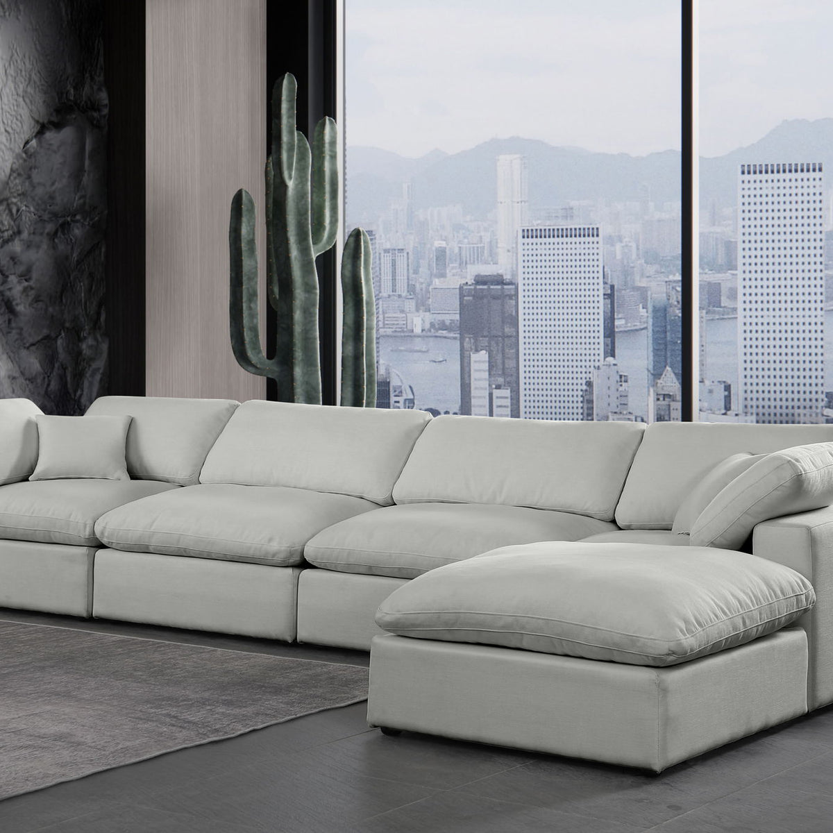 Comfy - 5 Piece Linen Modular Sectional With Chaise