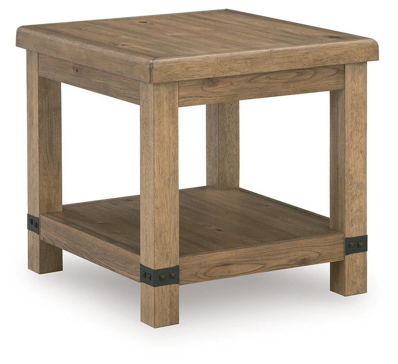 Ridgester - Rectangular End Table - Light Brown