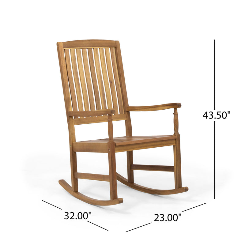Muse - Outdoor Acacia Rocking Chair With Slat Design - Teak