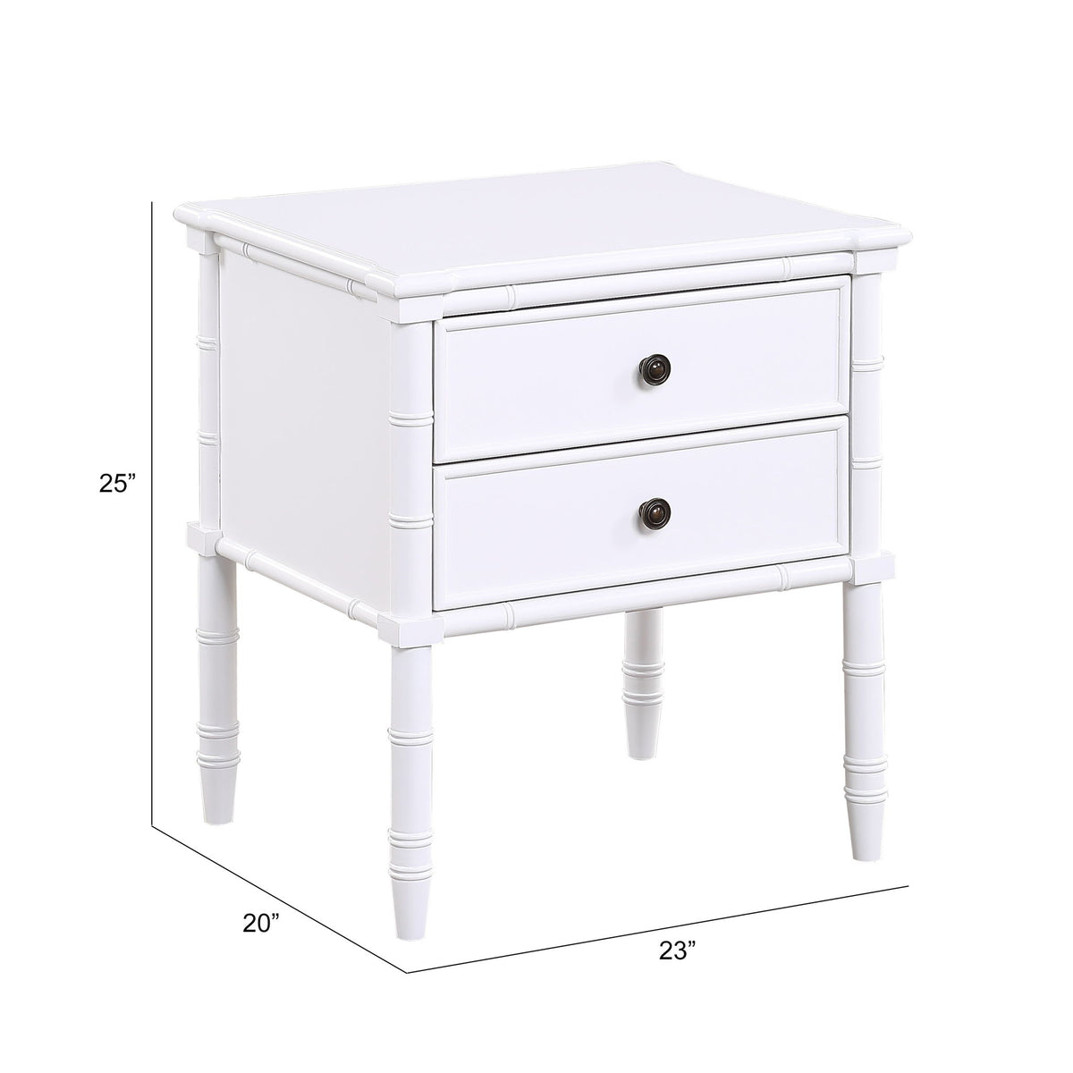 Emmett - 2 Drawer Nightstand With Carved Legs - White