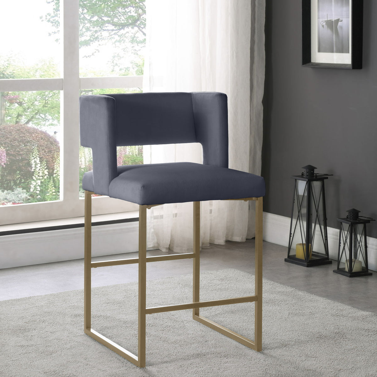 Caleb - Counter Stool with Gold Legs (Set of 2)