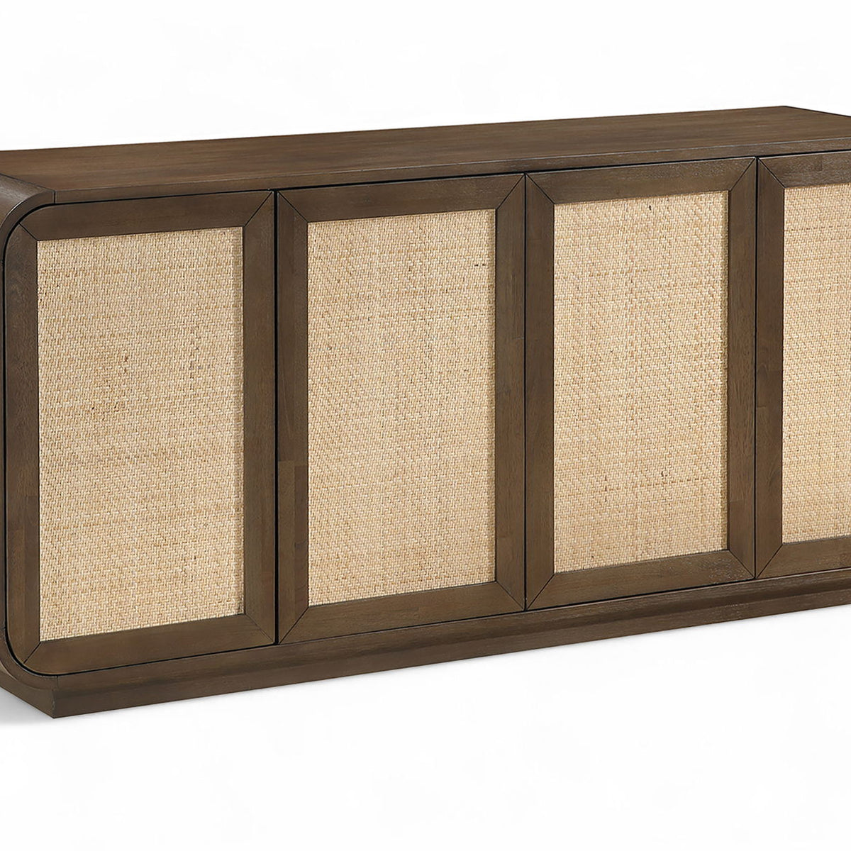 Windsor - Solid Wood And Brown Cane Sideboard / Buffet - Brown