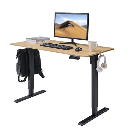 Electric Standing Desk, Adjustable Height Stand up Desk, 24x48 Inches Sit Stand Home Office Desk, Frame/Mahogany Top, Natural Wood