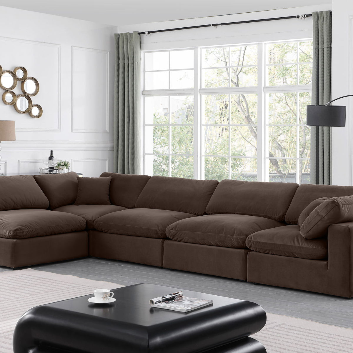 Comfy - 5 Piece Velvet Modular Sectional