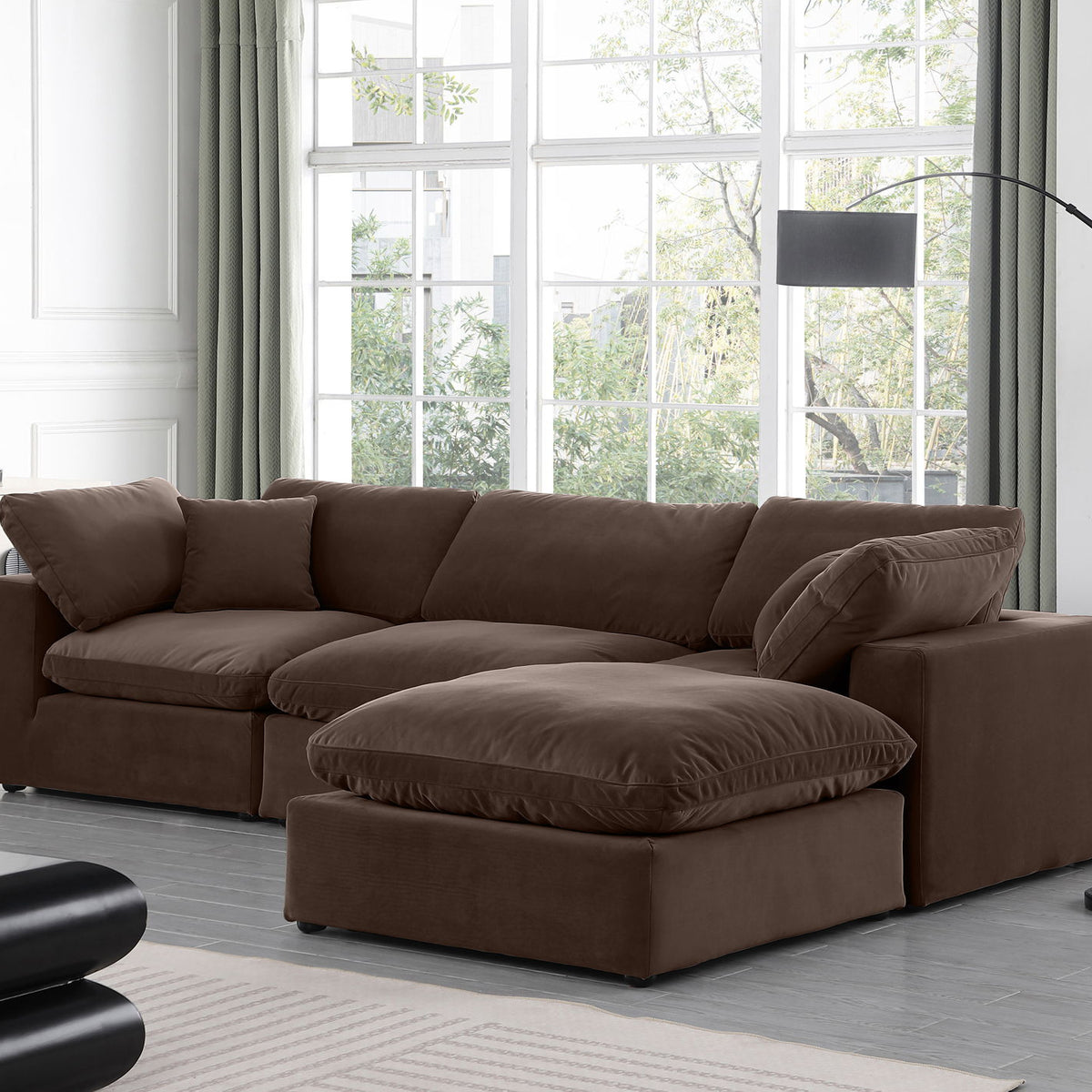 Comfy - 4 Piece Velvet Modular Sectional With Chaise