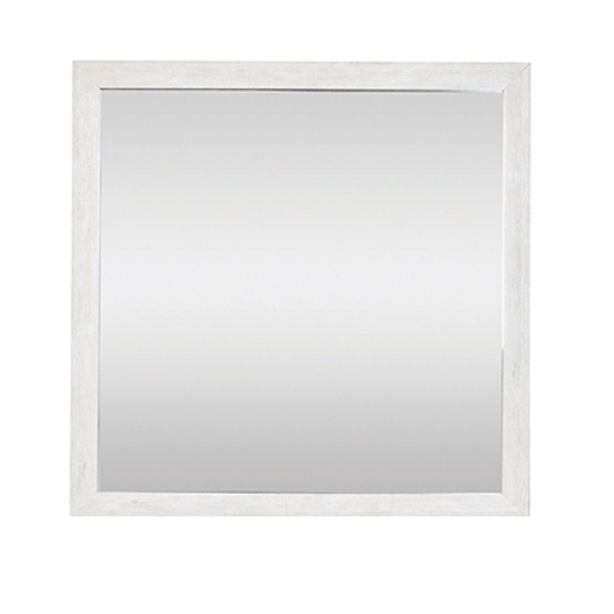 Square mirror with a light natural wood frame and rustic finish