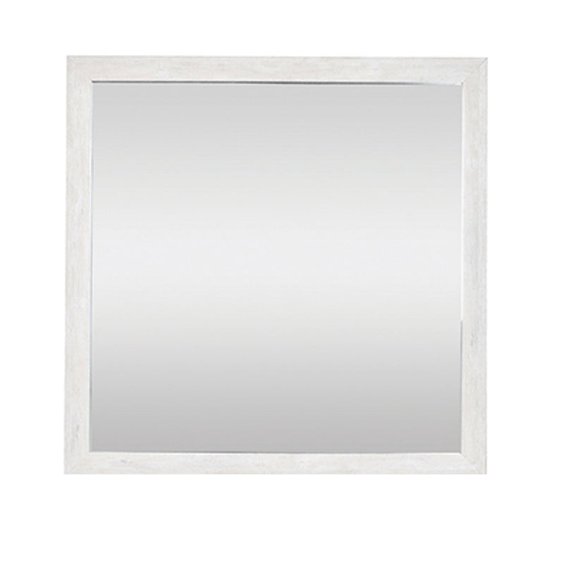 Square mirror with a light natural wood frame and rustic finish