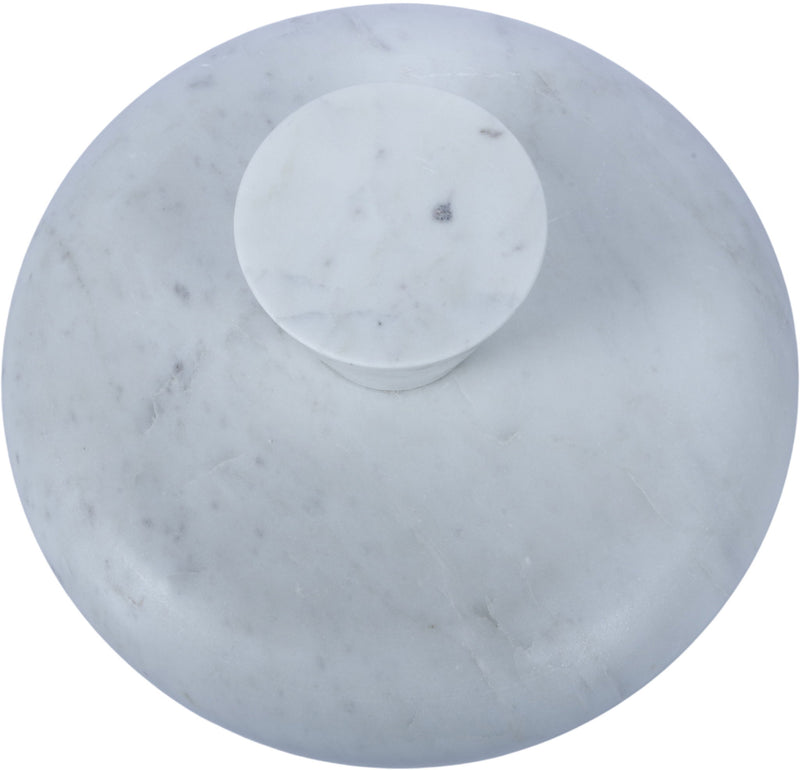 Marble bowl by Simpson, light gray marble with recessed inner bowl