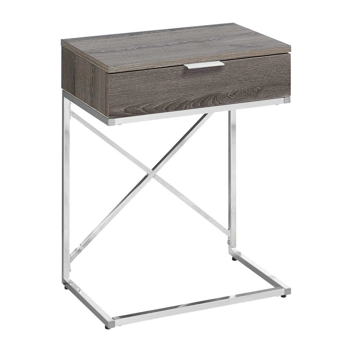 Accent Side Table, Storage Drawer, Contemporary - Taupe