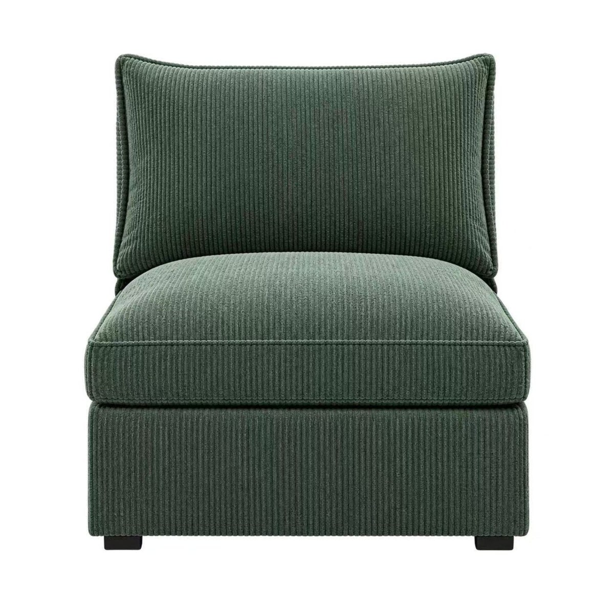 Armless Chair With Design For Living Room - Dark Green