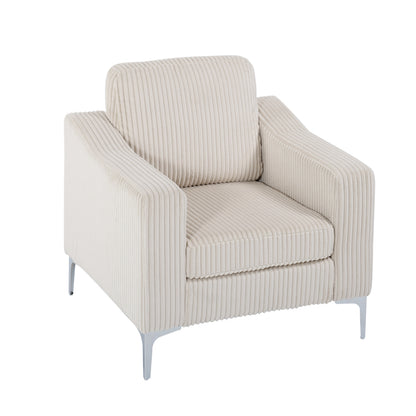 Lounge sofa with armrests that can be assembled, Convertible Sectional Corduroy Sofa, Beige