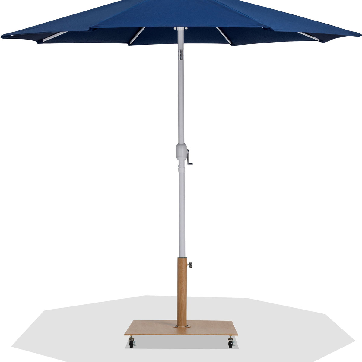 Fiji - Aluminum Patio Umbrella With Square Teak And White Base