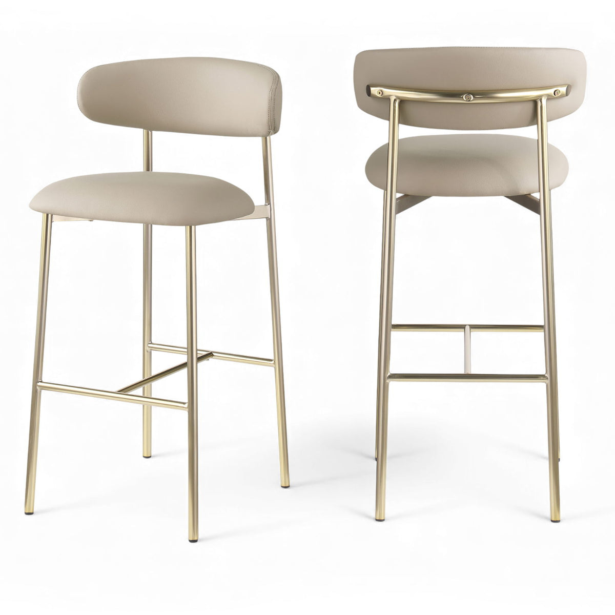 Lupita - Vegan Leather Upholstered Bar Stool With Brushed Gold Frame (Set of 2)