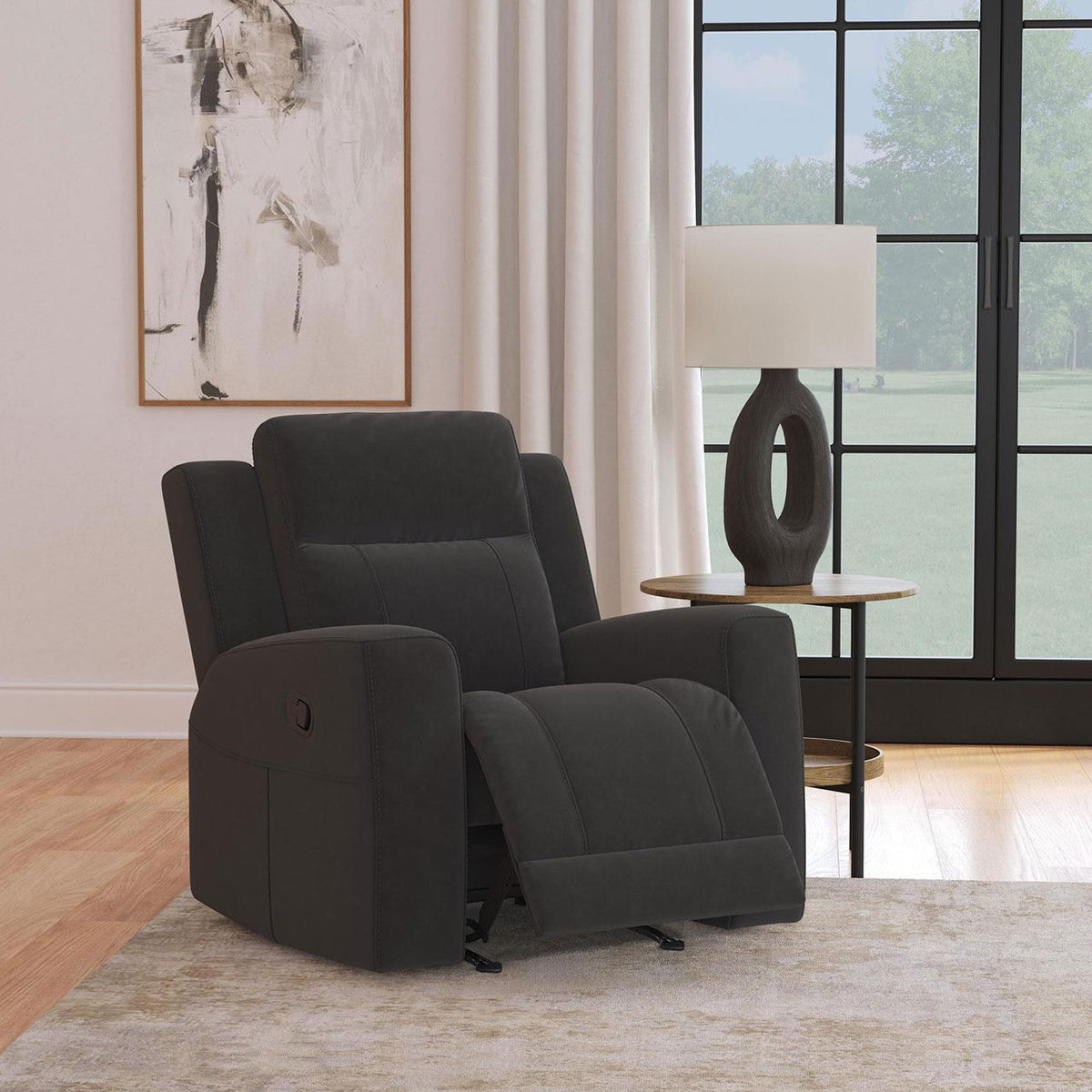 Brentwood Upholstered Recliner Chair Dark Charcoal