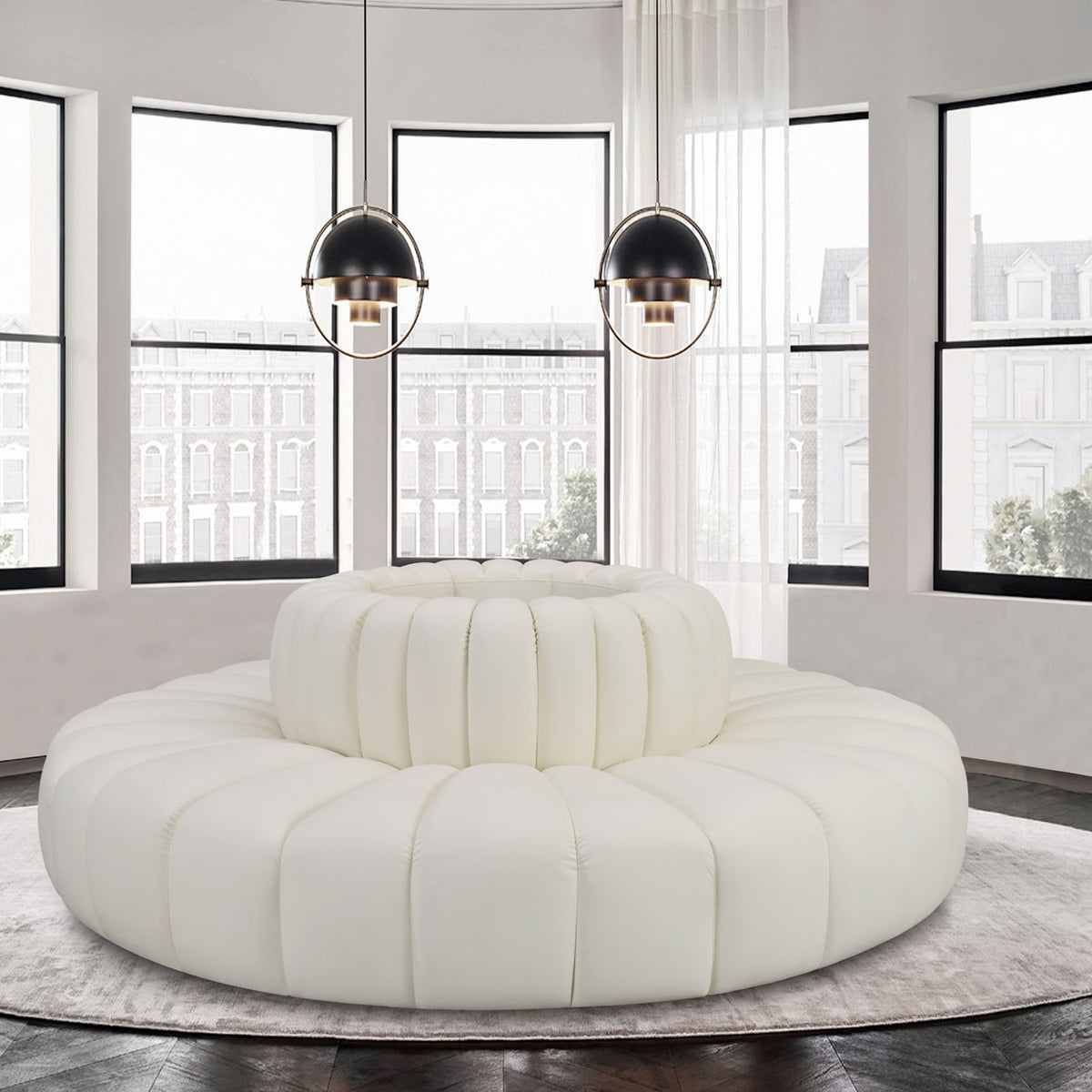 Arc - Faux Leather 8 Piece Round Modular Sofa