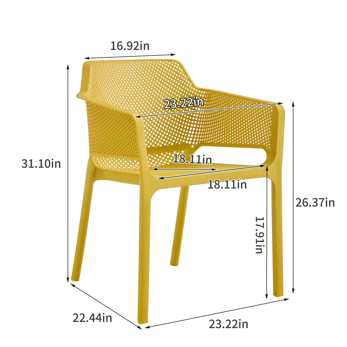 3 Piece Plastic Arm Chair Bistro Grs Premium Ocean Plastic