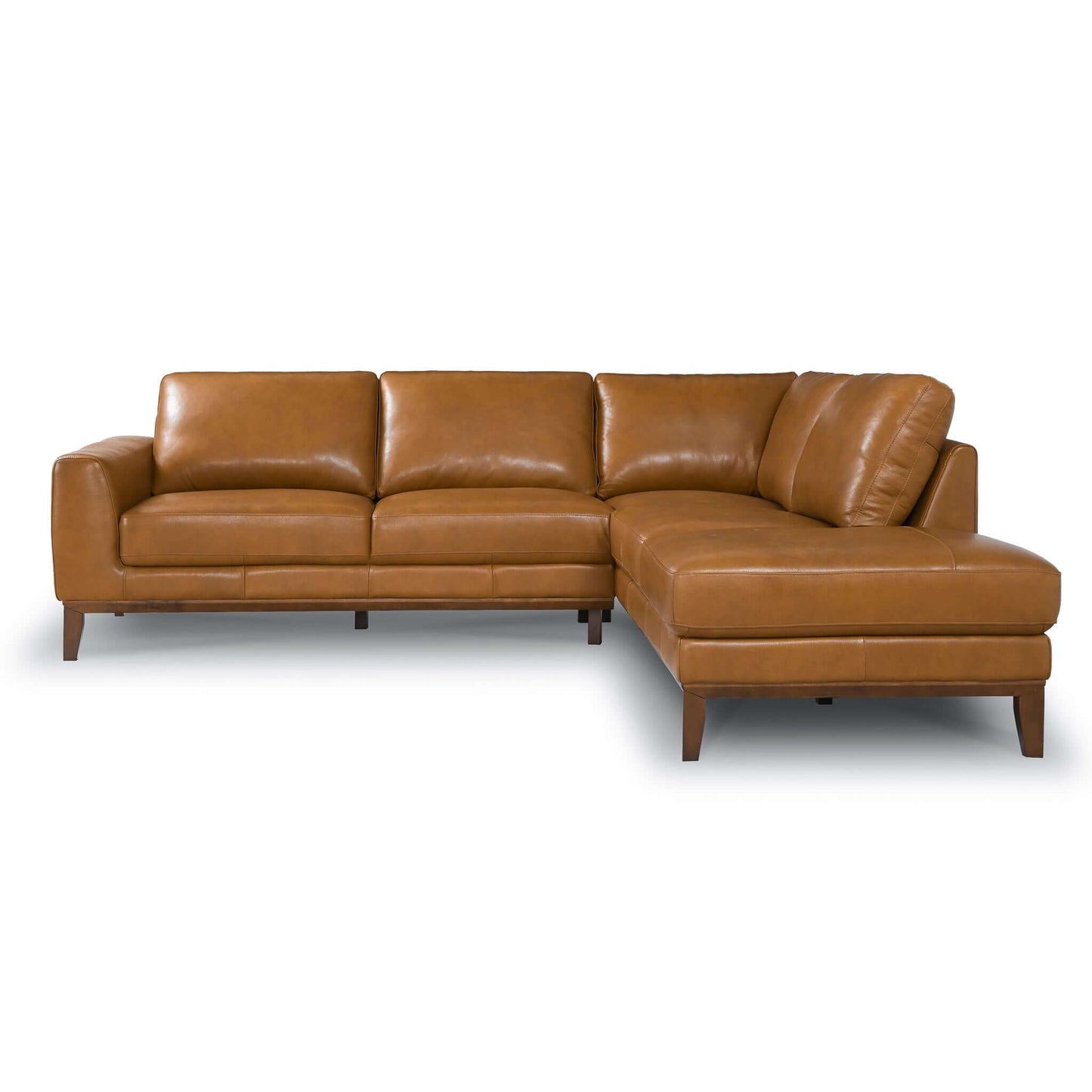 London - Leather Sectional Sofa Right Facing - Tan