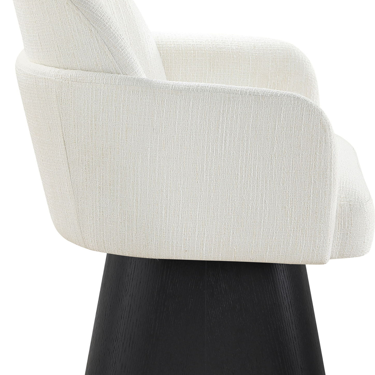 Marlowe - Linen Textured Fabric Upholstered Swivel Dining Arm Chair - Stained Black