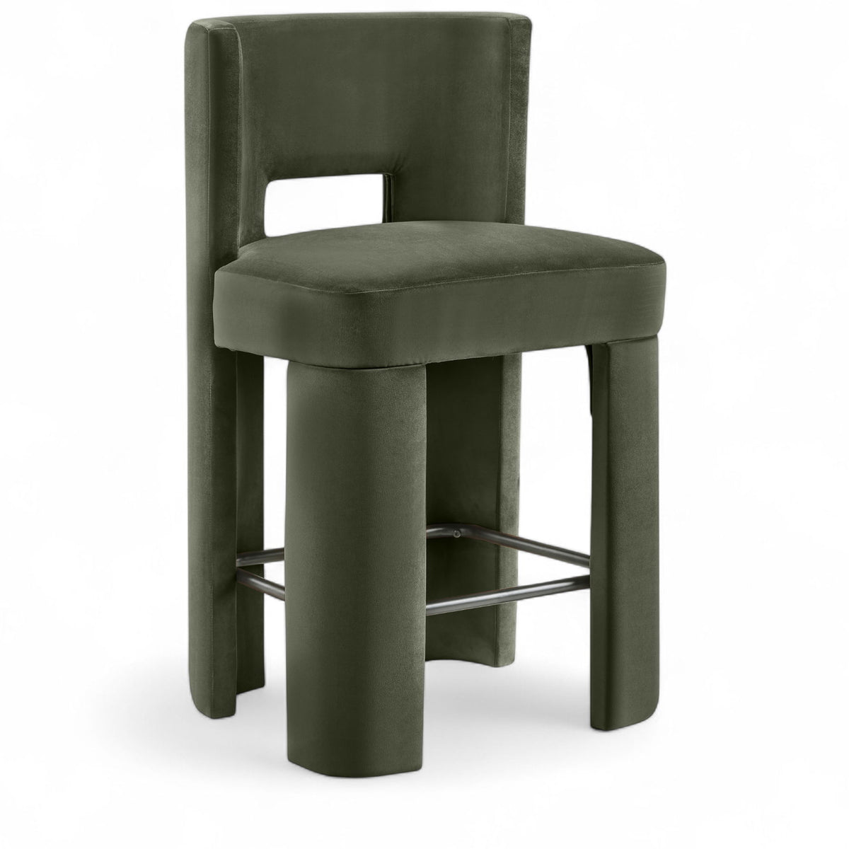 Zuno - Velvet Performance Fabric Upholstered Counter Stool (Set of 2)