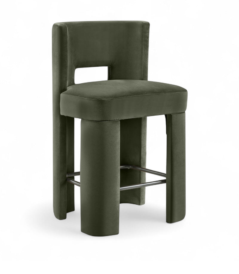 Zuno - Velvet Performance Fabric Upholstered Counter Stool (Set of 2)