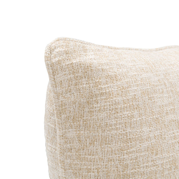 Light tan textured woven pillow corner detail
