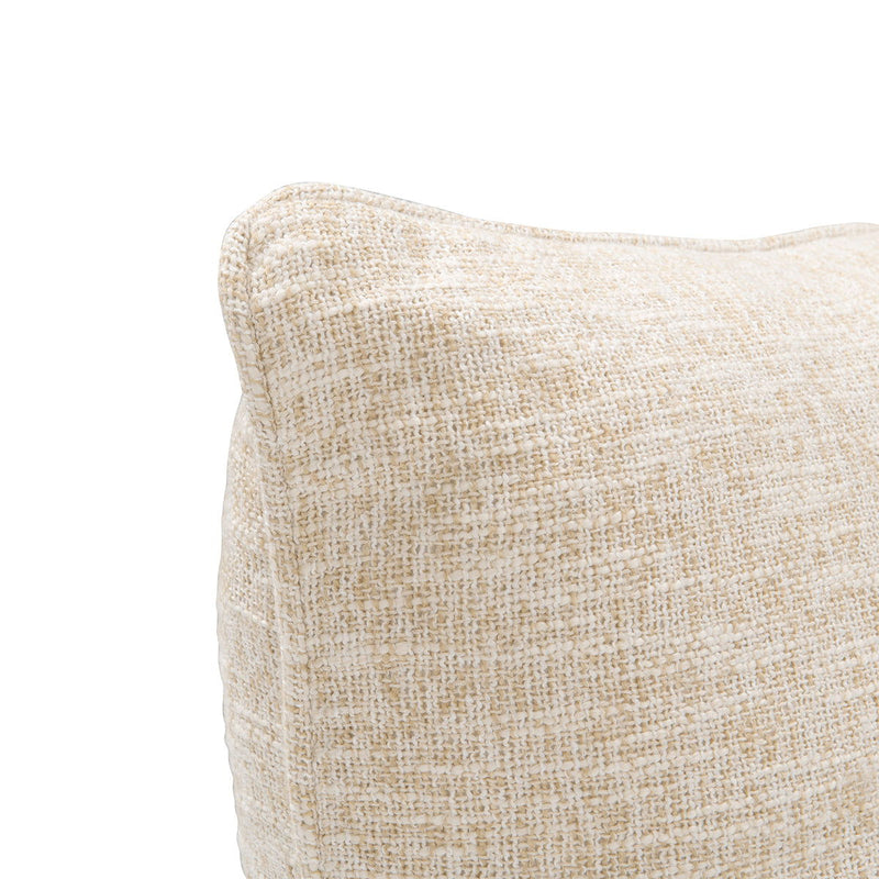 Light tan textured woven pillow corner detail