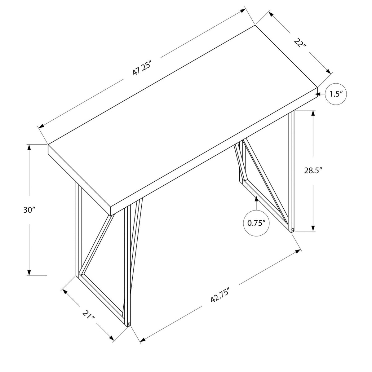 Computer Desk For Home Office Laptop, Contemporary & Modern - White