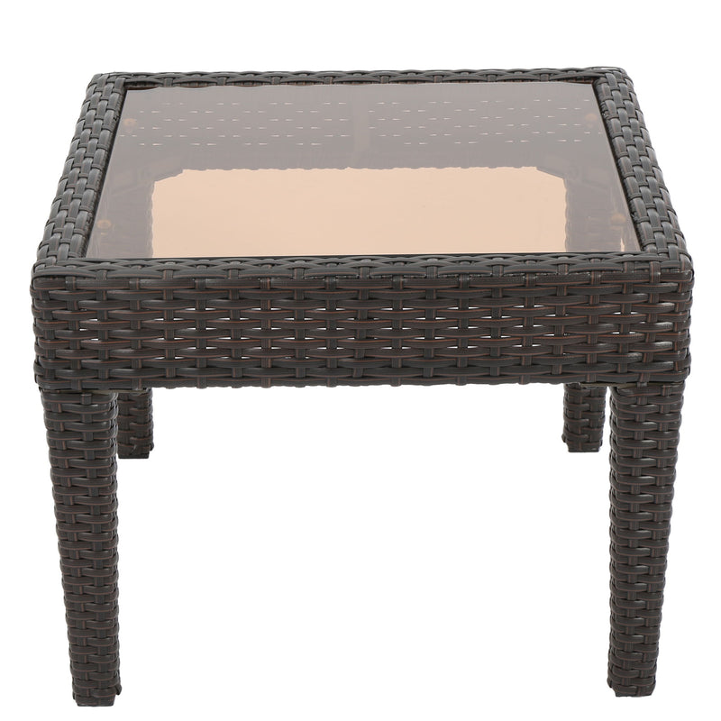 Nebulosity - Outdoor Accent Table With Square Glass Top - Brown Multi