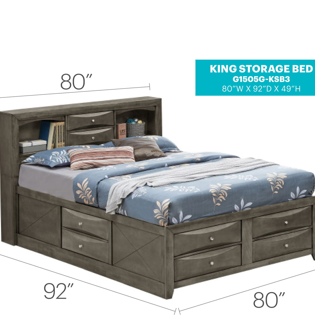 Marilla - Storage Bed With Bookcase Headboard