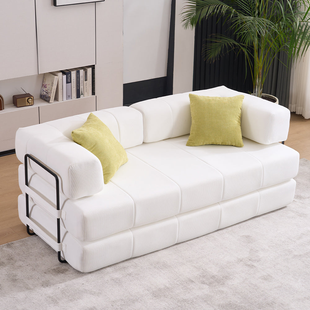 Folding Sofa Bed, 78.5' Convertible Couch Bed with 2 Pillows, Fold Out Couch, Foam Spring Floor Mattress, Futon Couch for Living Room, Office, Apartment