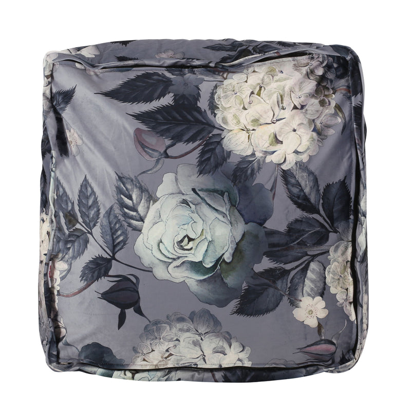 Hazel - Large Square Pouf With Flower Print