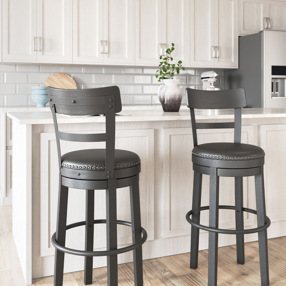 Valebeck - Tall Upholstered Swivel Barstool