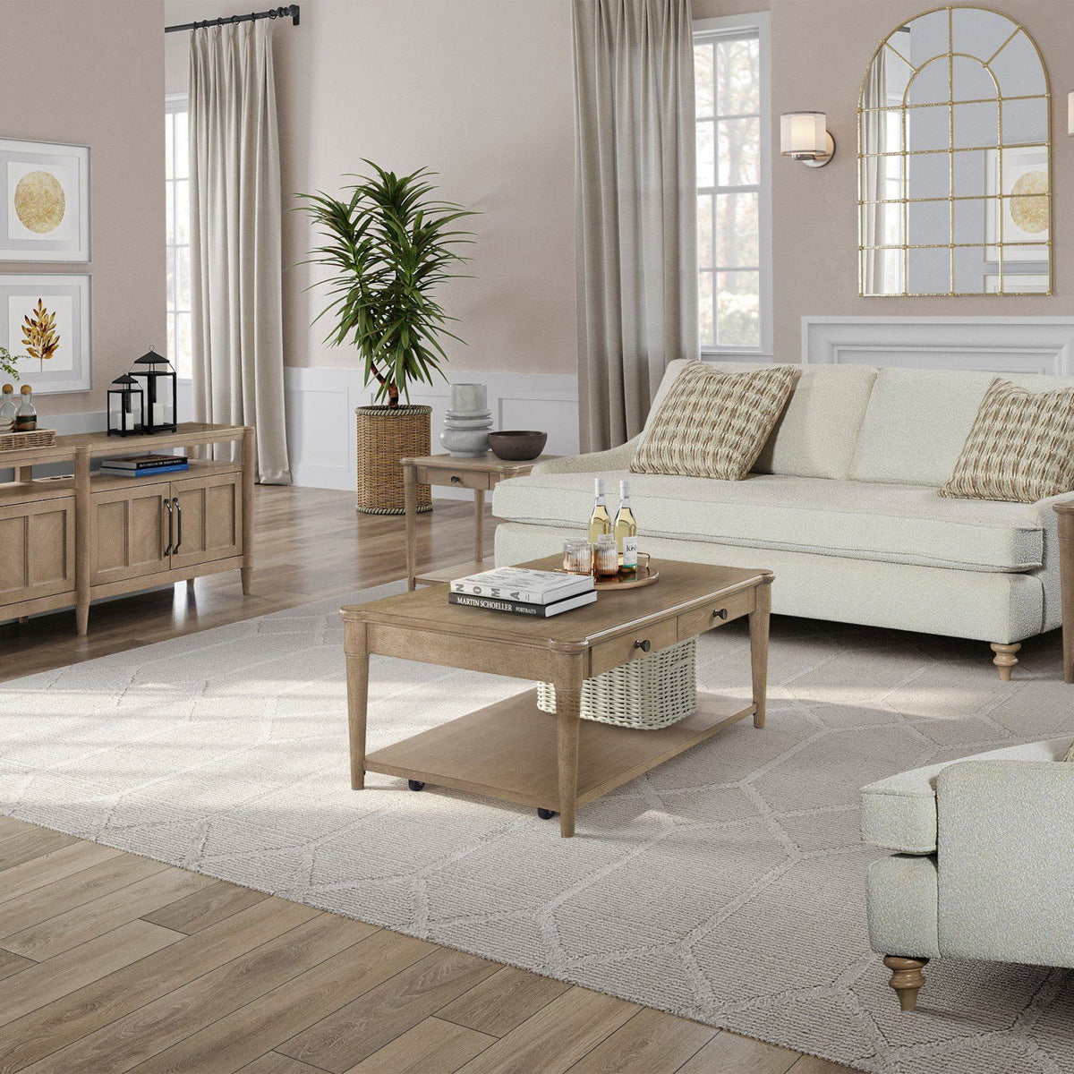 Loveseat Reversable Cushion With 2 Pillows - Off White
