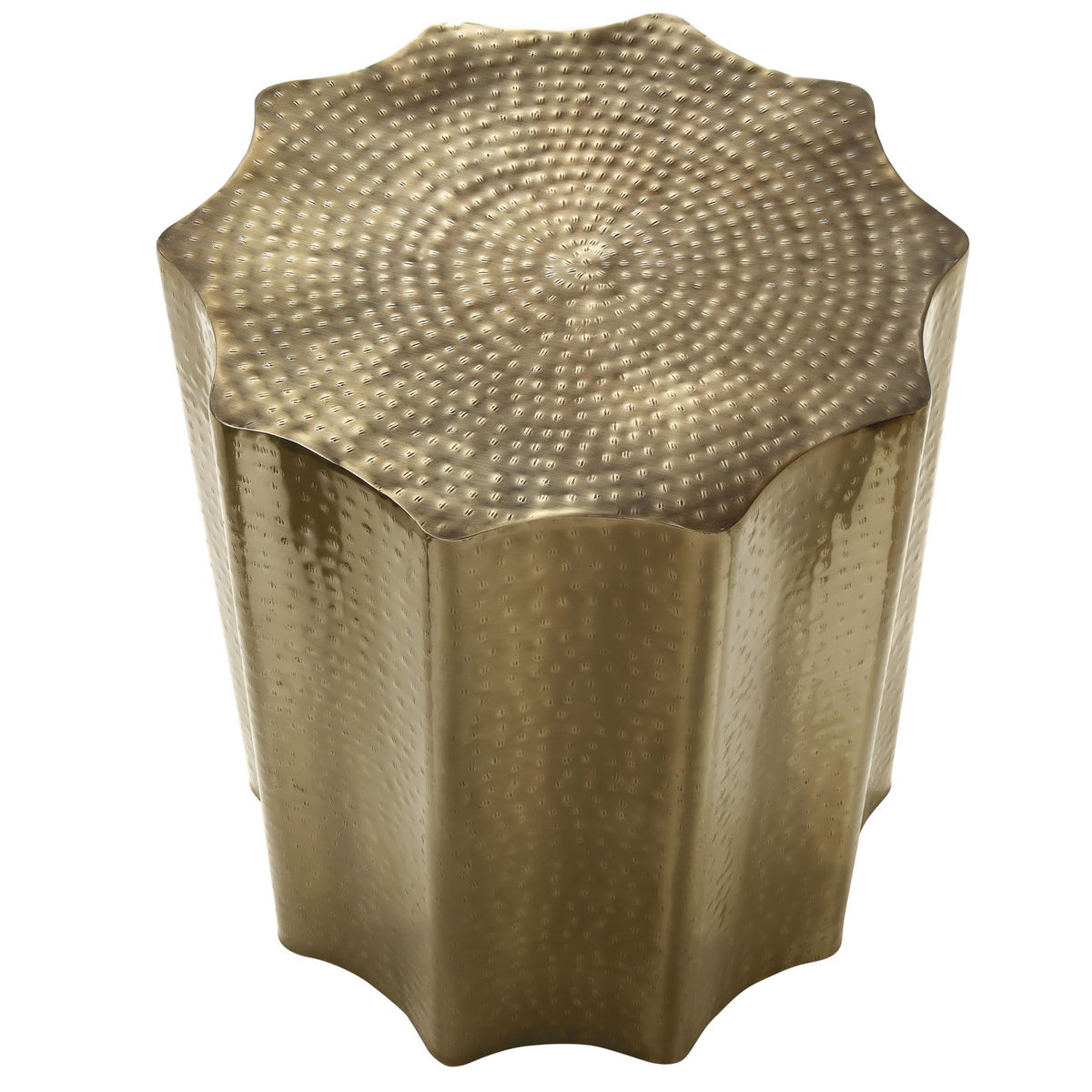Drum Accent Side Table, Stylish Scalloped Design