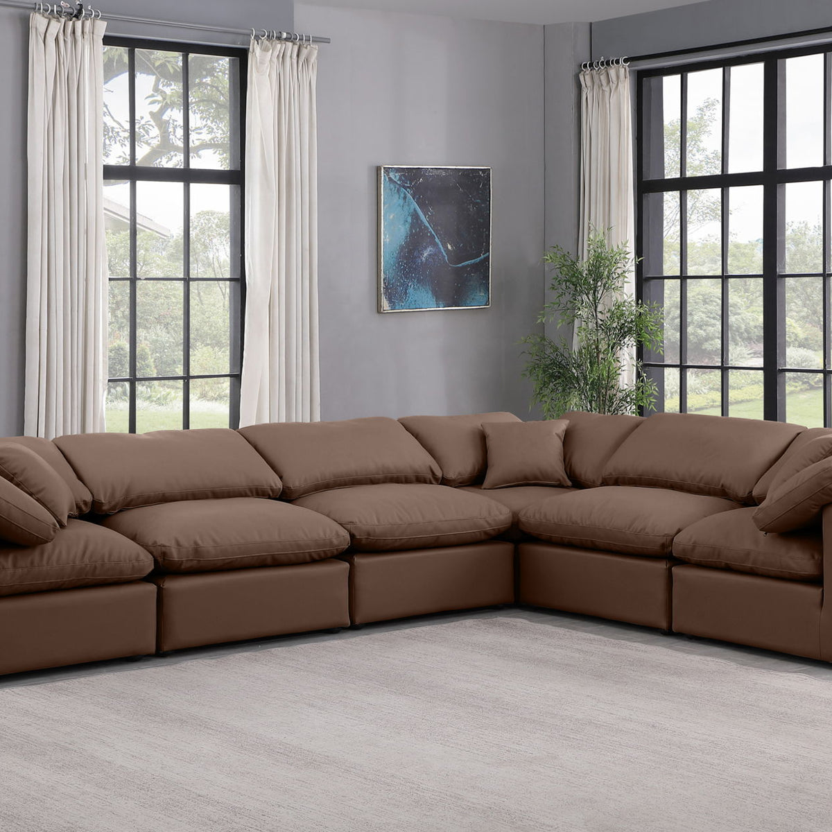 Indulge - Faux Leather 6 Piece Modular Corner Sectional