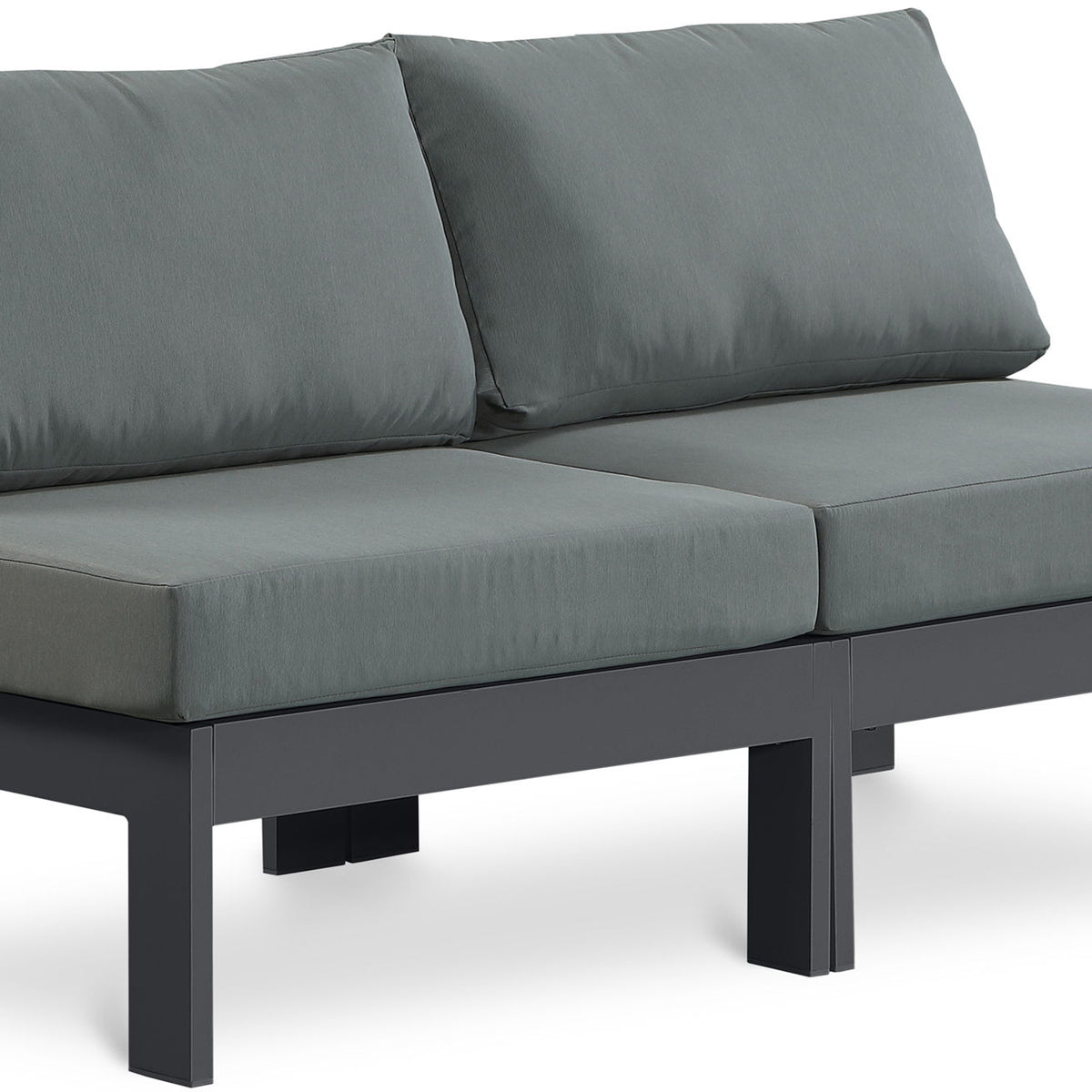 Nizuc - Outdoor Patio 2 Seat Armless Modular Sofa With Gray Frame